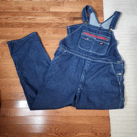 Dickies Other - Dickies Mens Denim Overalls Bib Blue Dark Wash XL‎ Cotton Adjustable Work